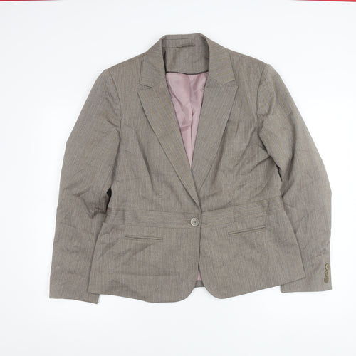 F&F Women’s Brown Pinstripe Blazer Size 16 Regular Fit Work Jacket