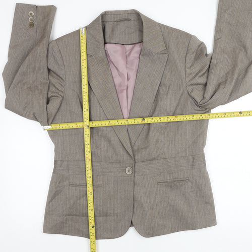 F&F Women’s Brown Pinstripe Blazer Size 16 Regular Fit Work Jacket