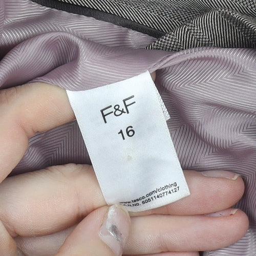 F&F Women’s Brown Pinstripe Blazer Size 16 Regular Fit Work Jacket