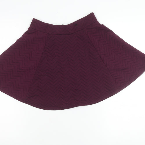 H&M Women’s Purple Skater Skirt S Quilted Short Zip Stretch