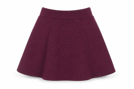 Front view of H&M Women’s Purple Skater Skirt S Quilted Short Zip Stretch