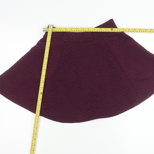 H&M Women’s Purple Skater Skirt S Quilted Short Zip Stretch