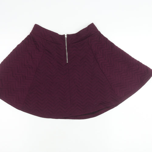 H&M Women’s Purple Skater Skirt S Quilted Short Zip Stretch