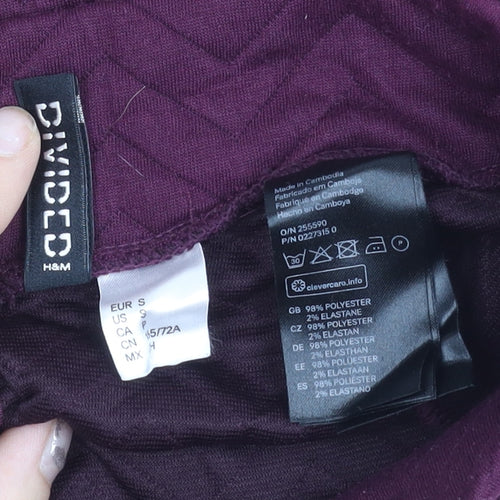 H&M Women’s Purple Skater Skirt S Quilted Short Zip Stretch
