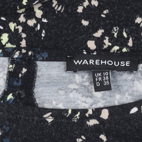 Warehouse Women’s Black Floral Bodycon Knee Length Dress Size 10