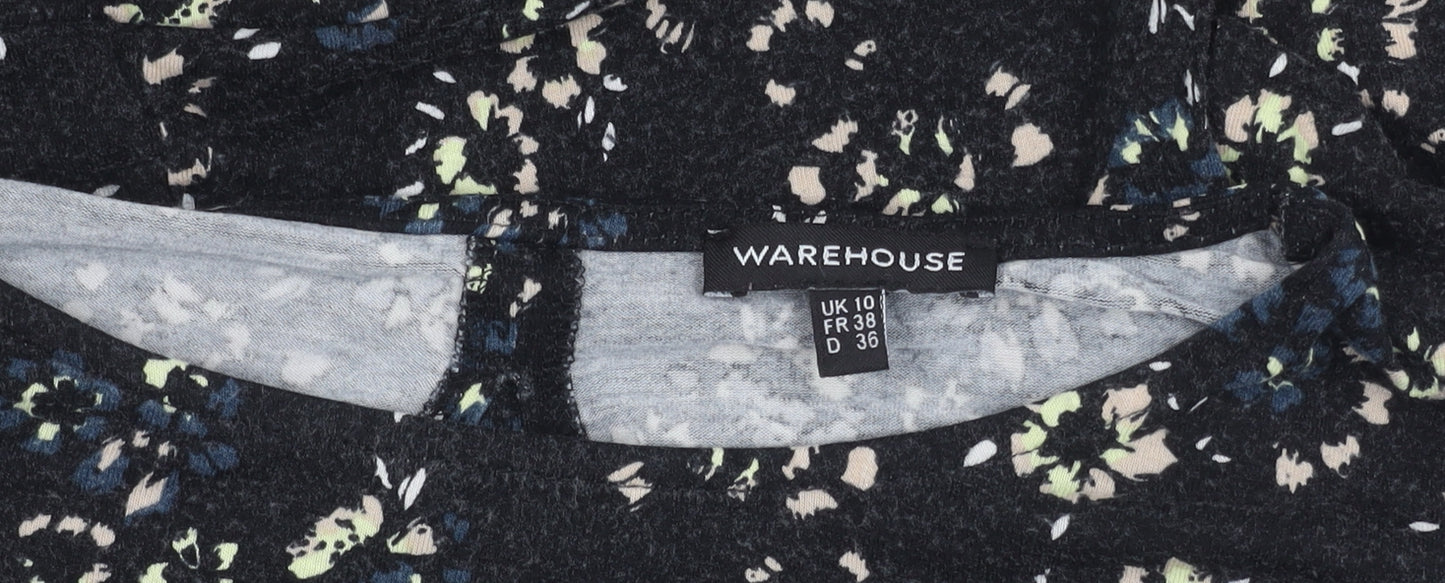 Warehouse Women’s Black Floral Bodycon Knee Length Dress Size 10