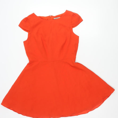 Darlene Women's Orange Fit & Flare Dress Size M Short Sleeve Scoop Neck