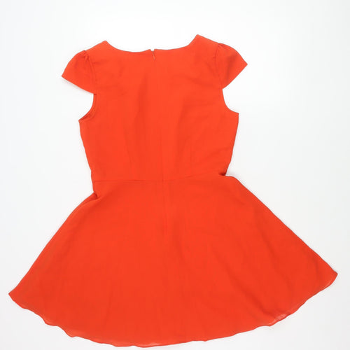 Darlene Women's Orange Fit & Flare Dress Size M Short Sleeve Scoop Neck