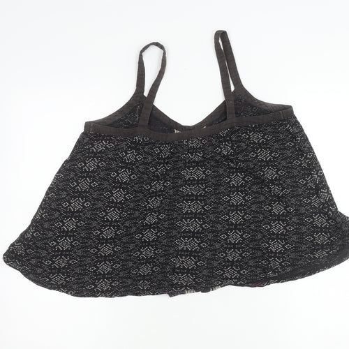 Ecole Womens Black M Geometric Button Camisole Tank Top Summer