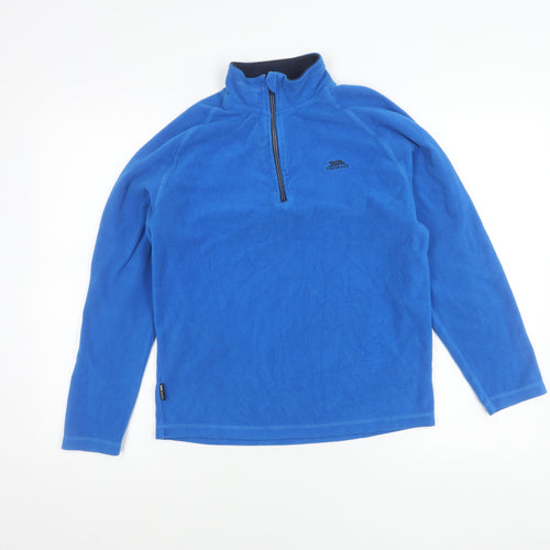 Trespass Boys Blue Fleece 1/4 Zip Sweatshirt M Regular Fit Outdoor Wear