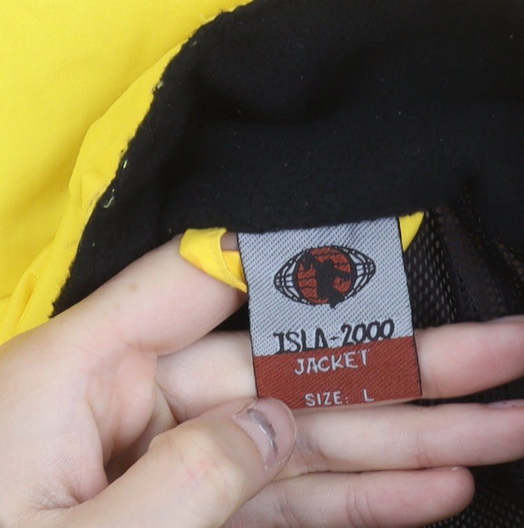 Isla 2000 Men's Yellow Nylon Windbreaker Jacket L Retro Sports