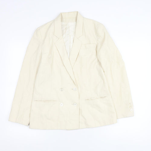 Women's Ivory Double-Breasted Suit Jacket Size 10 Viscose Blend