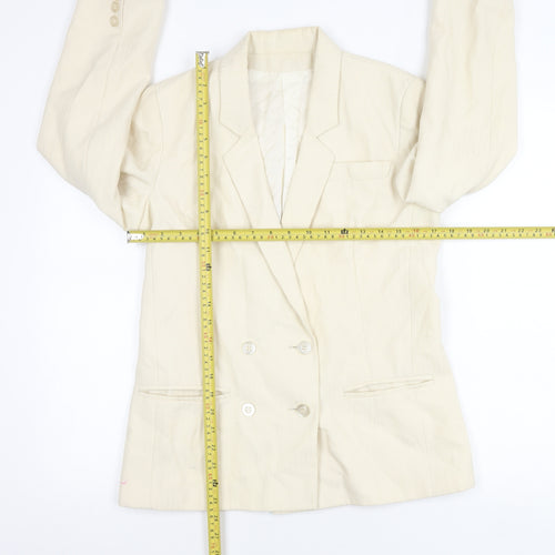 Women's Ivory Double-Breasted Suit Jacket Size 10 Viscose Blend