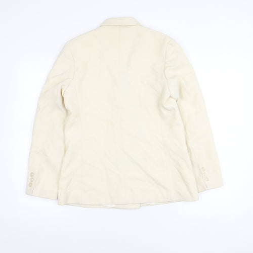 Women's Ivory Double-Breasted Suit Jacket Size 10 Viscose Blend