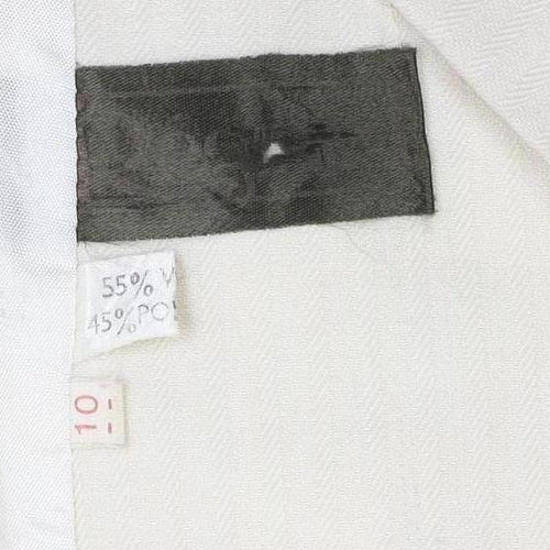 Women's Ivory Double-Breasted Suit Jacket Size 10 Viscose Blend