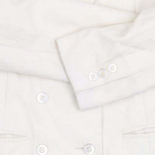 Women's Ivory Double-Breasted Suit Jacket Size 10 Viscose Blend