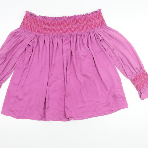Maje Womens Pink Off Shoulder Long Sleeve Tunic Blouse Size 10