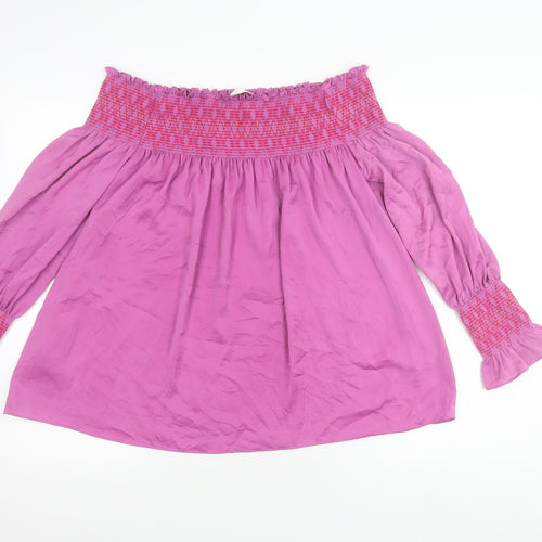 Maje Womens Pink Off Shoulder Long Sleeve Tunic Blouse Size 10