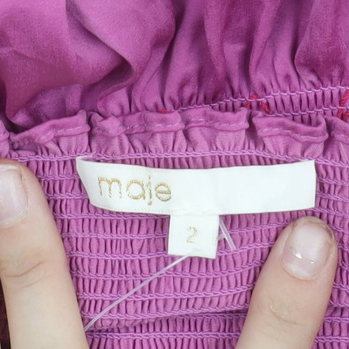 Maje Womens Pink Off Shoulder Long Sleeve Tunic Blouse Size 10