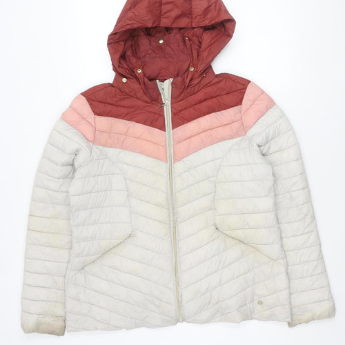 Next Womens Multicoloured Puffer Jacket Size 18 Hooded Quilted Winter Coat