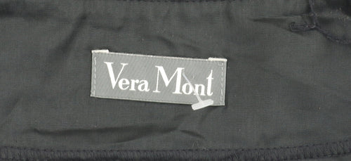 Vera Mont Women's Black Lace Blouse Size 14 Square Neck Puff Sleeve