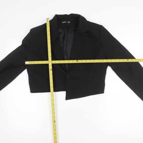 Boohoo Women's Black Cropped Suit Jacket UK 10 Notch Lapel