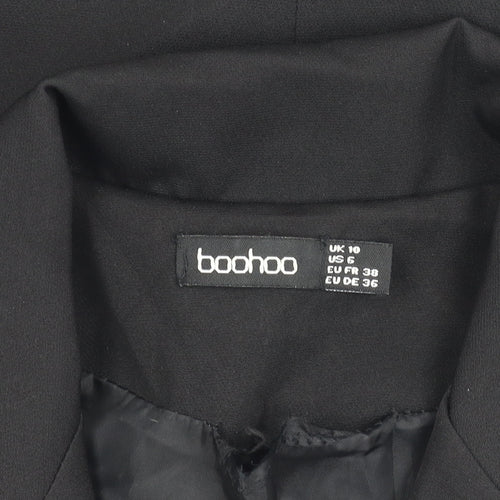 Boohoo Women's Black Cropped Suit Jacket UK 10 Notch Lapel