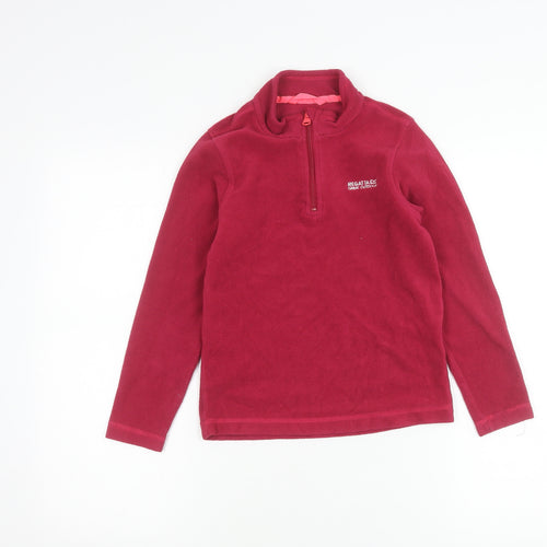Regatta Girls Red Fleece 1/4 Zip Sweatshirt 9-10 Years Outdoor Pullover