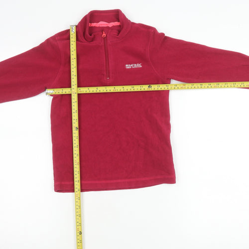 Regatta Girls Red Fleece 1/4 Zip Sweatshirt 9-10 Years Outdoor Pullover