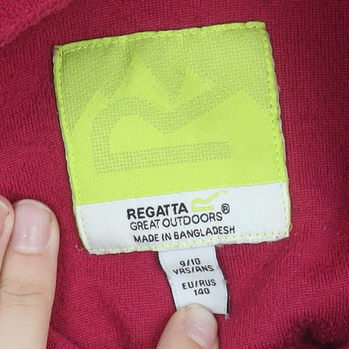 Regatta Girls Red Fleece 1/4 Zip Sweatshirt 9-10 Years Outdoor Pullover