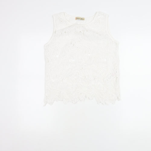 Cameo Rose Women’s White Lace Tank Top Size 8 Sleeveless Camisole