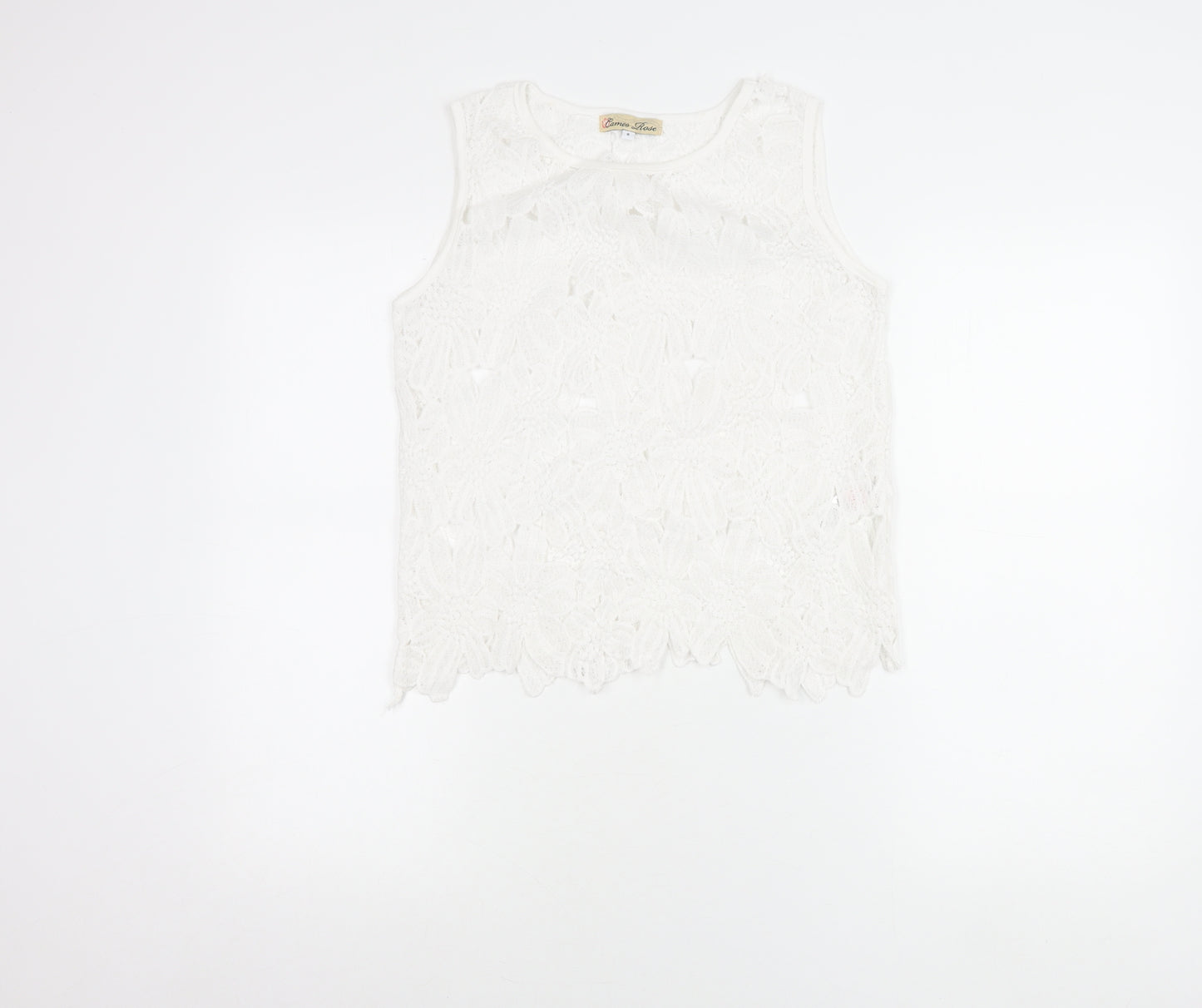 Cameo Rose Women’s White Lace Tank Top Size 8 Sleeveless Camisole