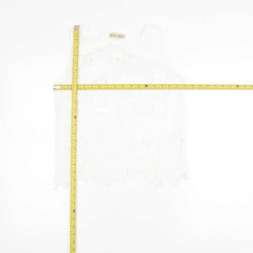 Cameo Rose Women’s White Lace Tank Top Size 8 Sleeveless Camisole