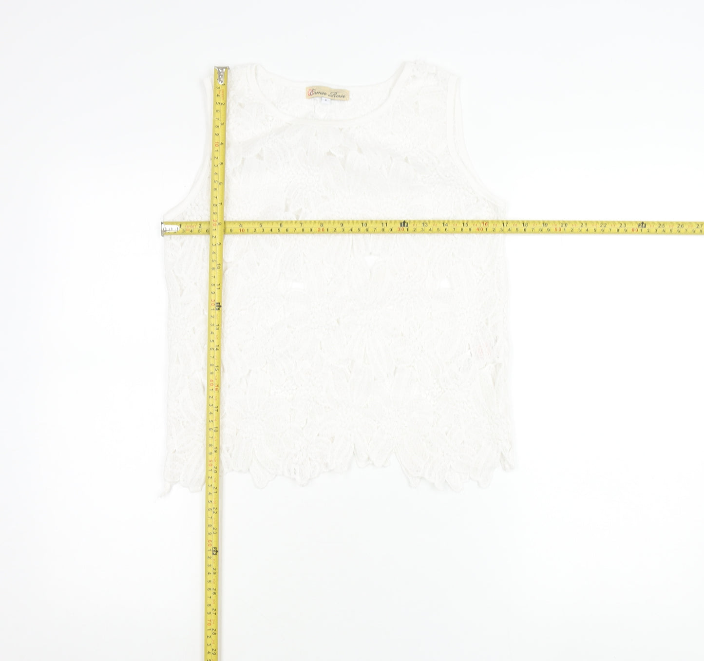 Cameo Rose Women’s White Lace Tank Top Size 8 Sleeveless Camisole