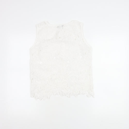 Cameo Rose Women’s White Lace Tank Top Size 8 Sleeveless Camisole