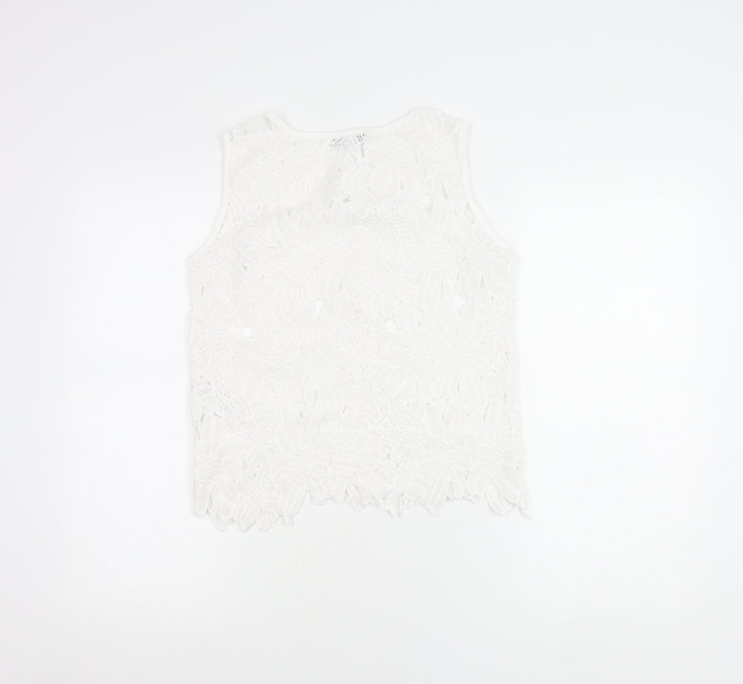 Cameo Rose Women’s White Lace Tank Top Size 8 Sleeveless Camisole