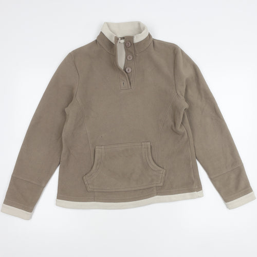 Marks and Spencer Womens Brown Fleece Henley Sweatshirt Size 12