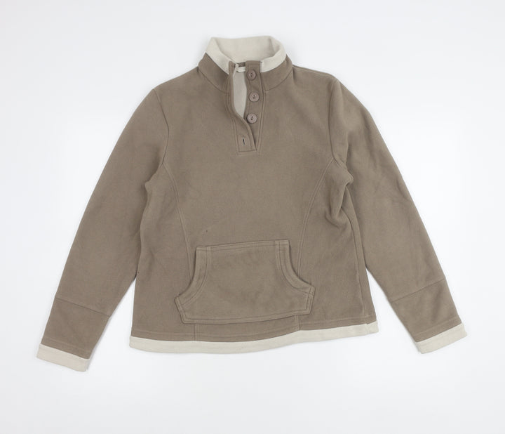 Marks and Spencer Womens Brown Fleece Henley Sweatshirt Size 12