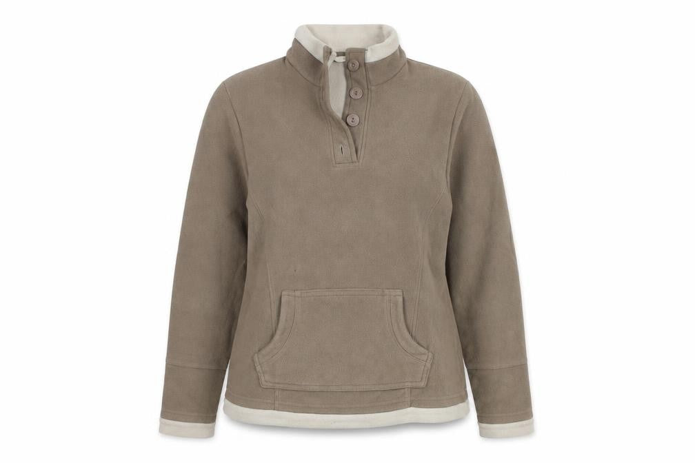 Marks and Spencer Womens Brown Fleece Henley Sweatshirt Size 12