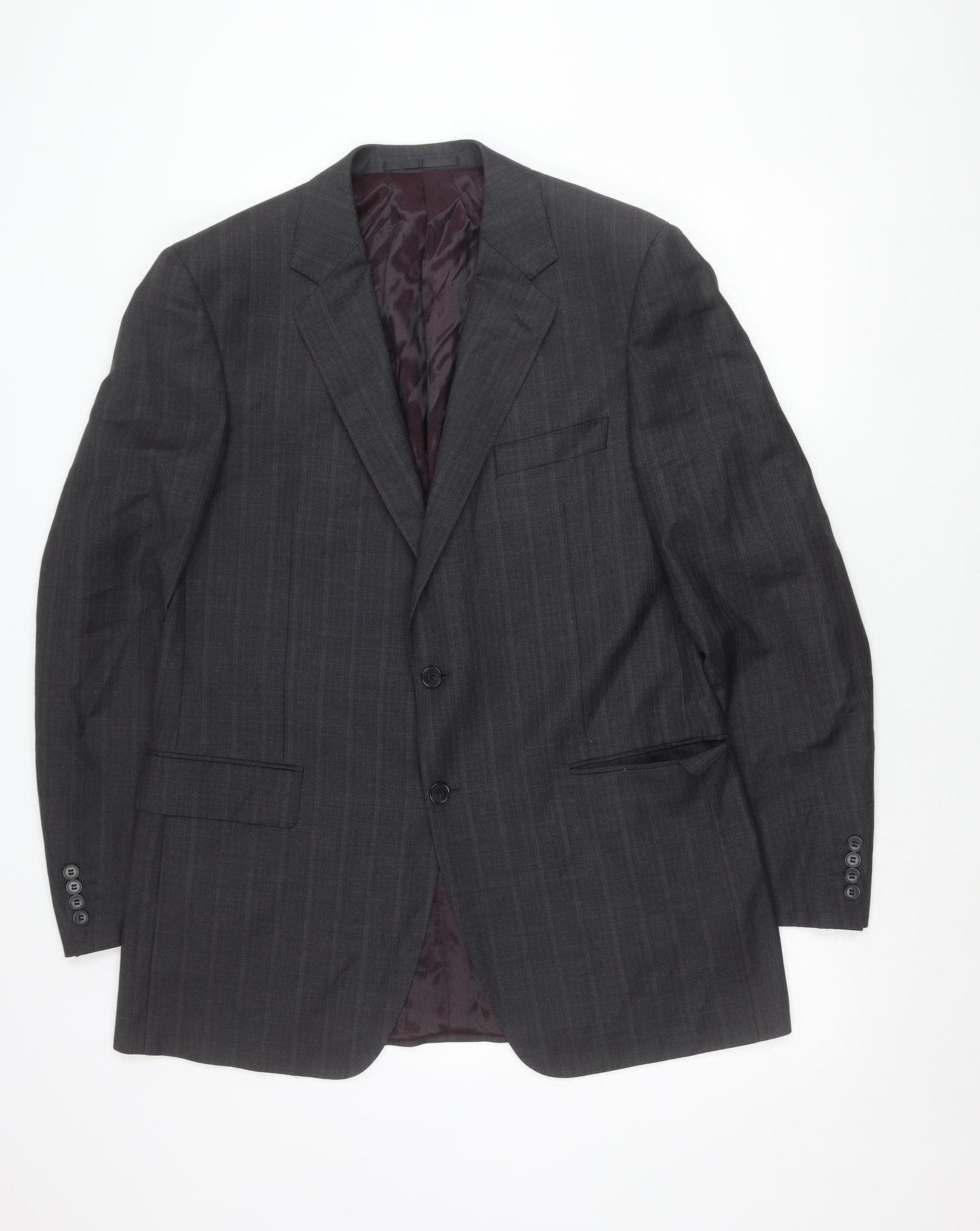 Marks and Spencer Men's Grey 42L Wool Pinstripe Suit Jacket