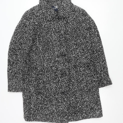 ISLE Collection Womens Black Wool Blend Mid-Length Coat Size 10
