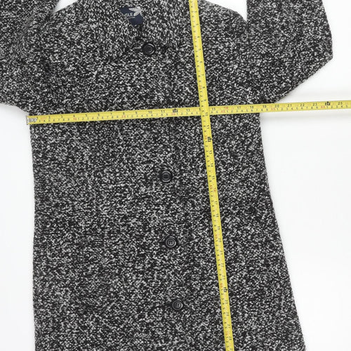 ISLE Collection Womens Black Wool Blend Mid-Length Coat Size 10