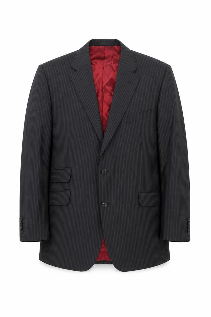 Front view of Marks & Spencer Men’s Grey Pinstripe Wool Blend Suit Jacket 46in