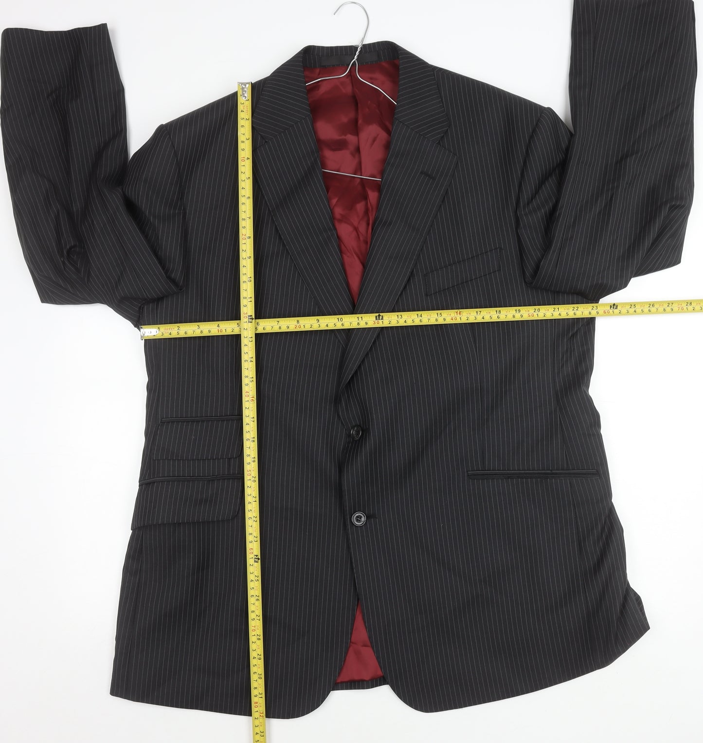 Marks and Spencer Men’s Grey Pinstripe Wool Blend Suit Jacket 46in