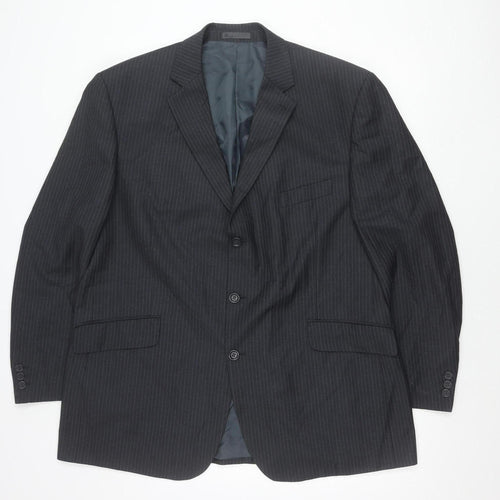 BHS Men’s Grey Pinstripe Blazer Jacket 48 Chest Regular Fit