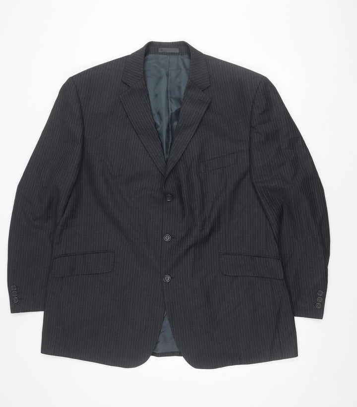 BHS Men’s Grey Pinstripe Blazer Jacket 48 Chest Regular Fit