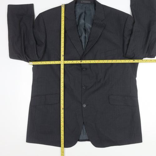 BHS Men’s Grey Pinstripe Blazer Jacket 48 Chest Regular Fit