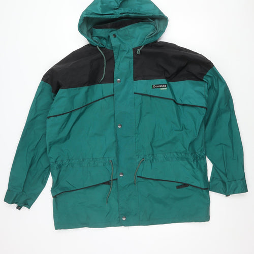 Outdoor Scene Mens Green Rain Coat Jacket M Hooded PVC Waterproof