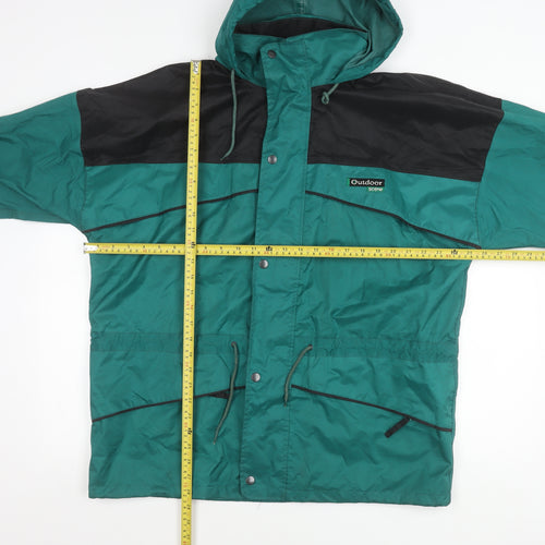 Outdoor Scene Mens Green Rain Coat Jacket M Hooded PVC Waterproof