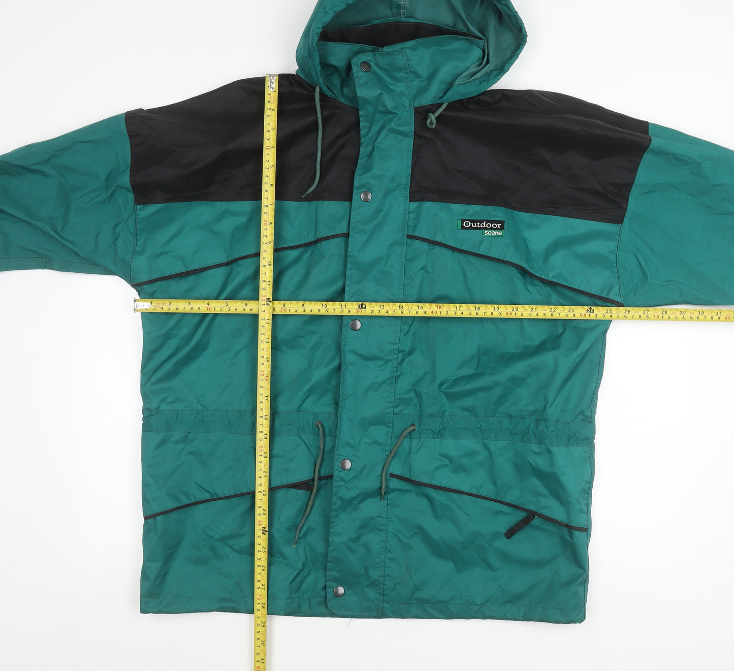 Outdoor Scene Mens Green Rain Coat Jacket M Hooded PVC Waterproof